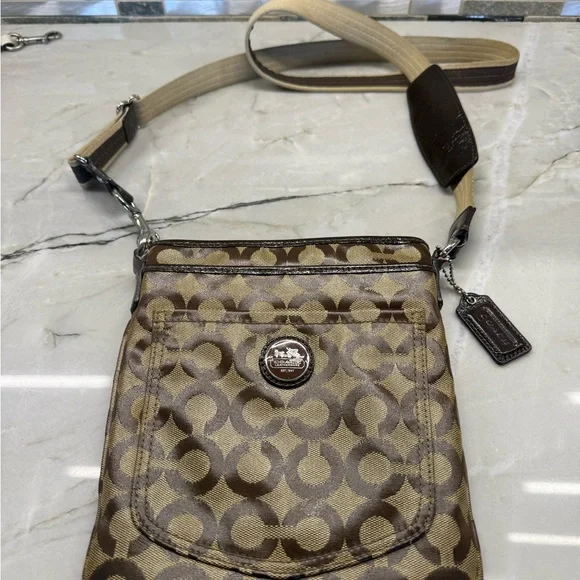 Coach Signature Brown and Tan Crossbody Bag - Picture 2 of 8